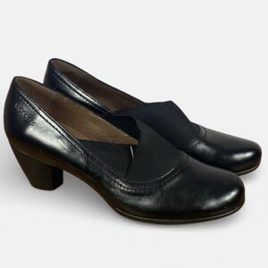 Wonders Black Leather Comfort G-3680 Court Shoes Low Heel Sz EU 38